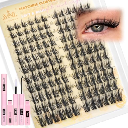 Wispy Lash Clusters Manga Eyelash Clusters Kit Cat Eye Fairy Eyelash Extensions Kit Natural Spiky Lash Extensions Kit with Lash Bond and Seal 132Pcs Left Right DIY Individual Lashes at Home