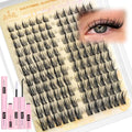 Wispy Lash Clusters Manga Eyelash Clusters Kit Cat Eye Fairy Eyelash Extensions Kit Natural Spiky Lash Extensions Kit with Lash Bond and Seal 132Pcs Left Right DIY Individual Lashes at Home