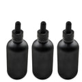 The Bottle Depot - 3 Pack - 4 oz Glass Bottle with Dropper - Black Frosted - 22-400 Neck Finish - Boston Round Bottles - Leakproof Essential Oils Bottles