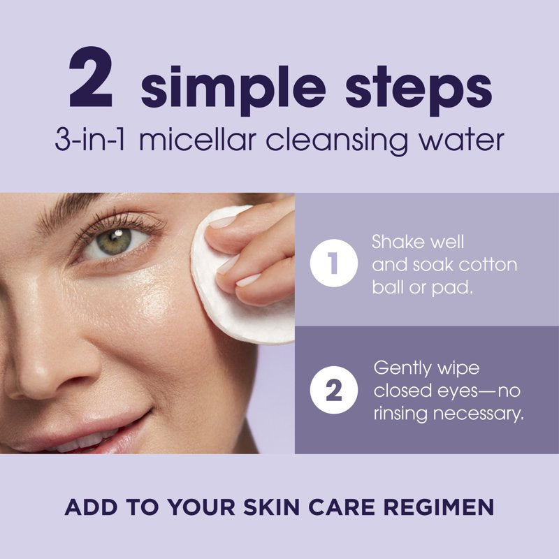 2 Pack Micellar Cleansing Water & Eye Makeup Remover for Waterproof Makeup