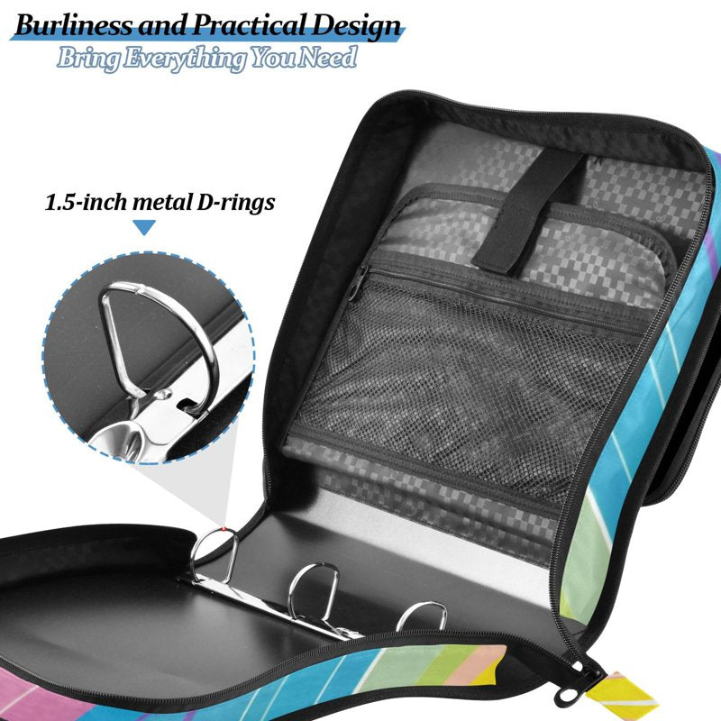 Waterproof 3-Ring Zipper Binder with Shoulder Strap, Holds 500 Sheets