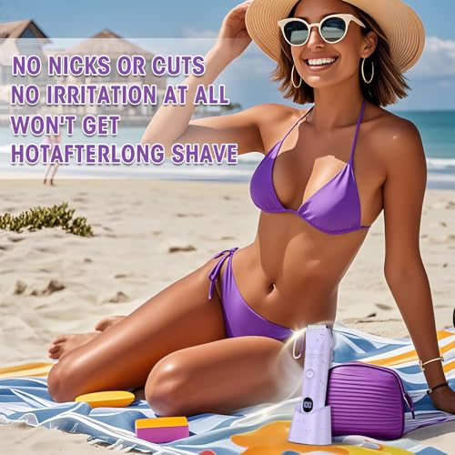 Lanumi 3 in 1 Bikini Trimmer for Women Rechargeable Electric Razors Wet/Dry Pubic Body Hair Trimmer Facial Hair Remover IPX6 Waterproof LCD Display
