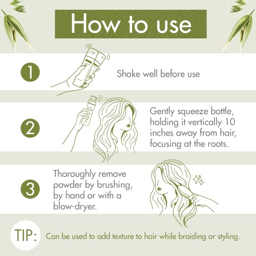 Klorane Dry Shampoo with Oat Milk - Eco-Friendly Non-Aerosol Formula - Vegan & Dermatologist Tested - Ultra-Gentle Powder Formula with Plant-Based Ingredients - Fully Recyclable Bottle - 1.7 oz.