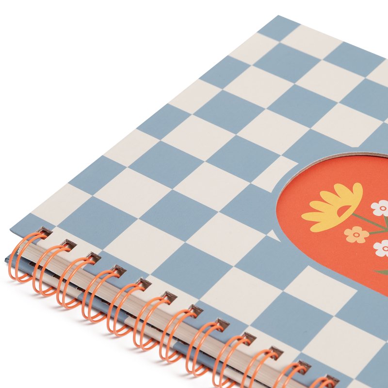 Floral Checkered Spiral Notebook - 8x10.5 College Ruled, Art & School