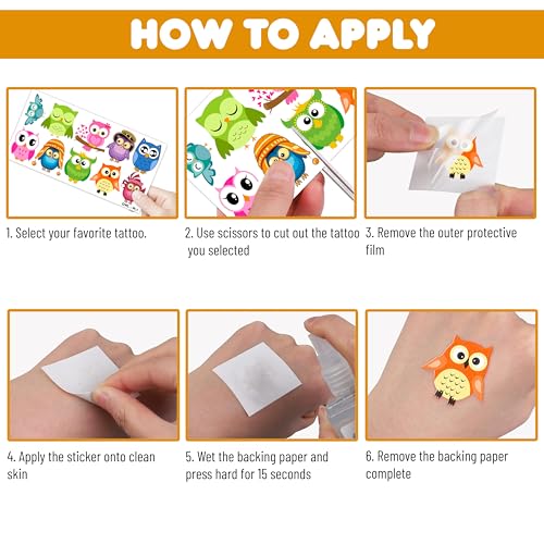 101 PCS Owl Night Birds Temporary Tattoos Themed Birthday Party Decorations Favors Supplies Decor Cute Wisdom Kawaii Intelligent Tattoo Stickers Gifts For Game Boys Girls Classroom School Prizes