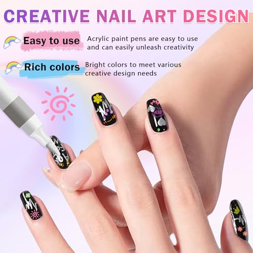 Nail Art Pens Set, 36 Colors Nail Art Markers Polish Pens for Painting Nails, Acrylic Paint Drawing Painting Dotting Markers Pen Quick Drying Nail Art Design Manicure Tools