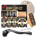 Beard Grooming Set With Beard Oil, Conditioner, Balm, Shampoo Wash, 0.25MM Roller, Beard Brush, Comb, Scissor, Bag, Christmas Birthday Valentines Day Gifts for Men