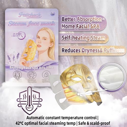 Full Face Steam Mask, Disposable Self-Heating Facial Warm Compress, Gentle Cotton Mask for Deep Pore Cleansing & Skincare Absorption, Portable for Travel, Gifts for Women (5 Pack)