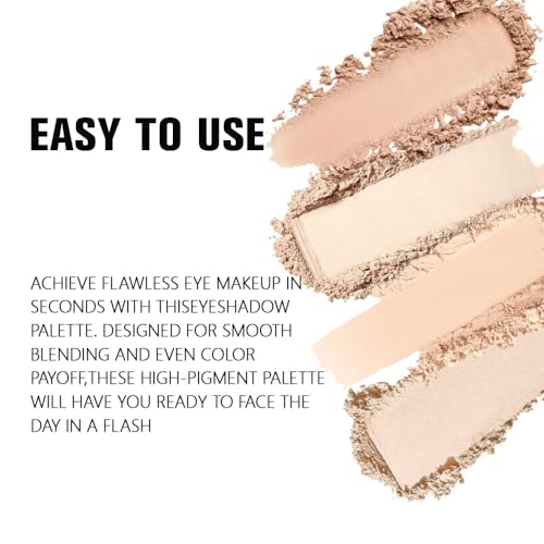 4 Colors Light Beige Nude Pink Ivory White Eye Shadow Powder Palette Makeup, Neutral Matte Shimmer Quad Eyeshadow Palette for Women Highly Pigmented Waterproof, paleta de sombras de ojos, Vegan