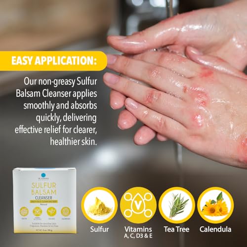Dr. Robaina Skin Care Solution Sulfur Balsam Bundle - Cleansing Bar, Shampoo & Body Wash and Moisturizing Lotion