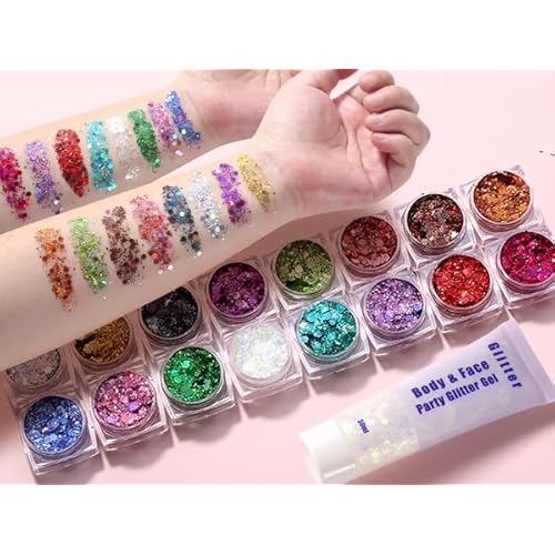 WSYUB Body Glitter, Face Glitter, Makeup Festival Mermaid Glitters, Sparkly Chunky Hair Glitter