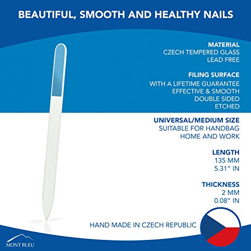 Mont Bleu Gift Set of 5 + 1 Free Glass Nail Files Hand Decorated with Crystals from Swarovski - Gift for Women - Handmade Gifts - Crystal Nail Files for Natural Nails - Mothers Day Gifts - Gifts