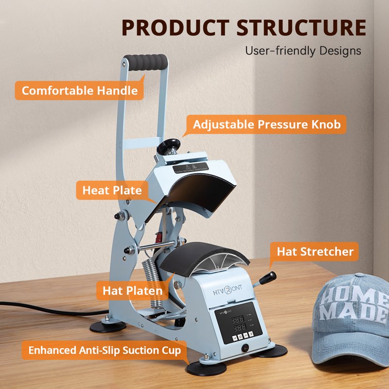 Hat Press Machine for Caps with 2 Platens and Temperature Control – Heat Transfer & Sublimation