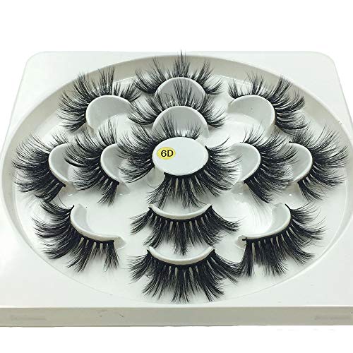 DAODER Lashes False Eyelashes 20MM Dramatic Look Faux Mink Wispy Long Fake Eye Lashes Pack for Women Daily Makeup 7 Pairs (6D 25mm Lashes)