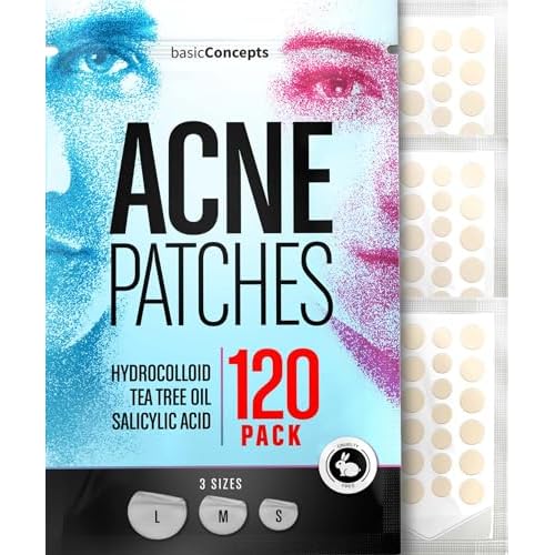 Pimple Patches (120 Pack), Salicylic Acid, Tea Tree Oil and Hydrocolloid Pimple Patches for Face
