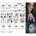 ZS Halloween Horror Realistic Tattoo Stickers Scar Bat Spiderweb, 8 Sheets Halloween Prank Makeup Temporary Tattoo for Adults Men Women, Halloween Face Tattoos Masquerade Props (Set A)