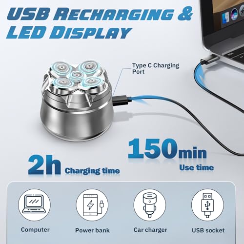 Head Shavers for Bald Men, Magnetic Electric Razor Hair Trimmer for Men Cordless Rechargeable Electric Shavers for Men 100% Waterproof Dry & Wet Beard Grooming Kit with Led Display