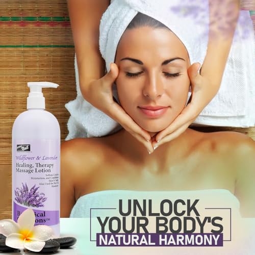 PRO NAIL - Healing Therapy Massage Lotion - Professional Pedicure, Body and Hot Oil Manicure, Infused with Natural Oils, Vitamins, Panthenol and Amino Acids (Lavender, 32 Ounce)