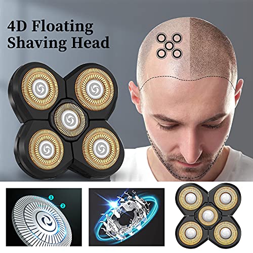 Roziapro Replacement Shaver Head Blade Cutters 5D Floating Shaving Waterproof Electric Razor (Gold Pack2)