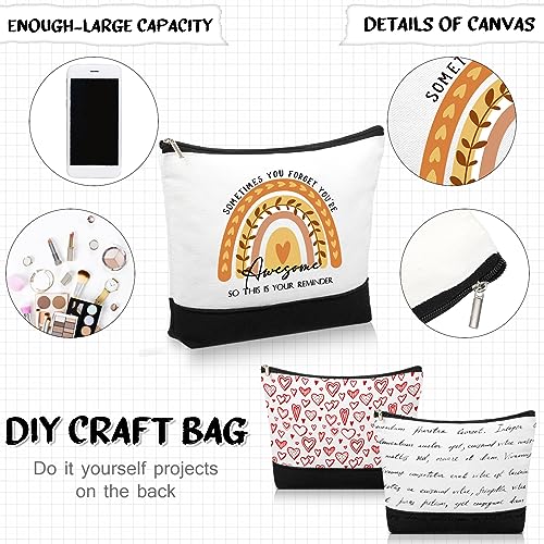 Sieral 30 Pcs Rainbow Canvas Makeup Bags Bulk Employee Appreciation Gifts Inspirational Womens History Month Cosmetic Bags Thank You Gift for Nurse Teacher Coworker Office Must Haves(Cute)