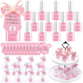 24 Set Light Pink Baby Shower Mini Nail Polish Bulk Baby Shower Party Favors for Guests Gender Reveal Party Supply Souvenir Return Thank You Gifts with Card Organza Bags Ribbon Quick Dry