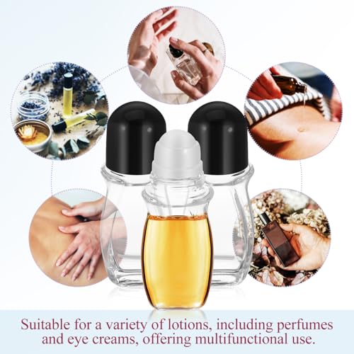 SAFIGLE 4 Pack 1.69Oz Refillable Glass Roller Ball Bottles for Essential Oils and Perfumes Leak-Proof Roll-on Containers with Smooth Rollerball for Skincare and Travel