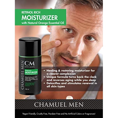 Daily Face Cream for Men with 2.5% Retinol Anti-Aging Moisturizer for Fine Lines, Dark Spots, and Wrinkles - Overnight Lotion