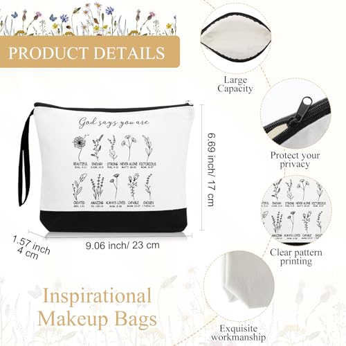Kacctyen Christian Gifts Bulk for Women International Womens Day Gifts Bulk, God Says You Are Makeup Bags, Bible Verse Cosmetic Bags with Zipper, Inspirational for Women, Church Retreat(20 Pcs)