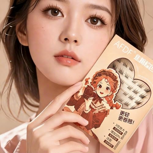 Brown Self Adhesive Fake Eyelashes 60 Clusters Press On Eyelash LASGOOS Natural Curl 3D Lash 10-12mm Pre-Glued Longlasting Winged Lashes Bulk DIY Eyelash Extensions No Glue Needed False Lashes SDJ