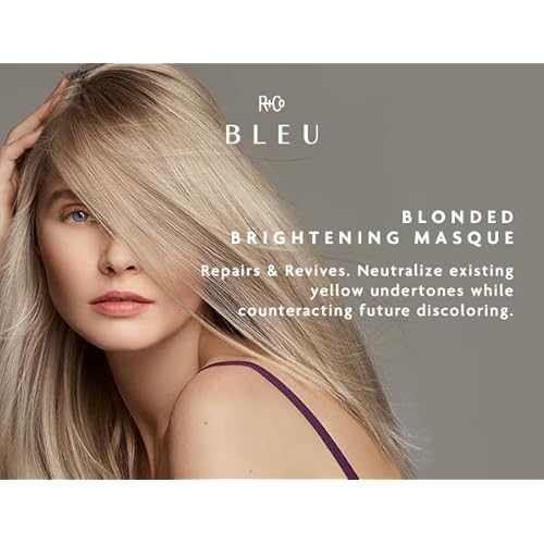 R+Co BLEU Blonded Brightening Masque ? Repairs and Revives Dull, Yellowed Blondes, Hydrates, Neutralizes Yellow Undertones, Restores Shine, Adds Strength, 5 oz