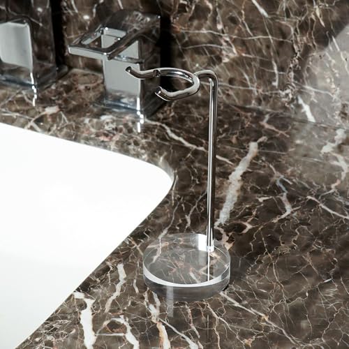 Linkidea Stainless Steel Razor Stand, Shaving Holder Weighted Acrylic Base, Compatible with Gillette ProGlide Power, Merkur 23C, Schick Hydro Sensitive (Silver)