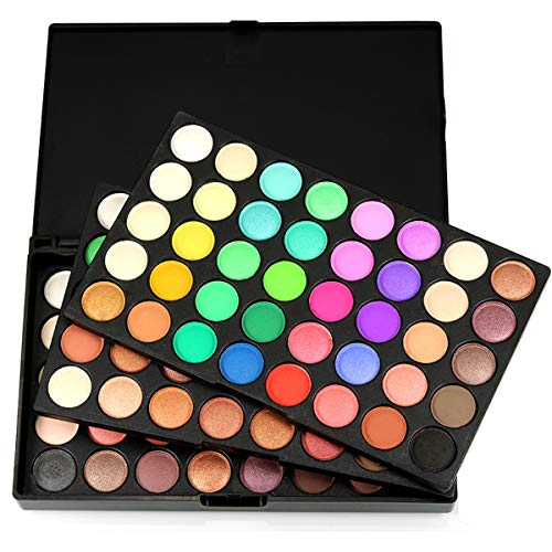 120 Colors Hightlight Eyeshadow Palette Makeup Gift Set, Pure Vie Professional Long Lasting Waterproof Matte Highly Pigments Shiny Shimmers Glitter Makeup Palette Colorful Cosmetic Eye Shadow Pallet