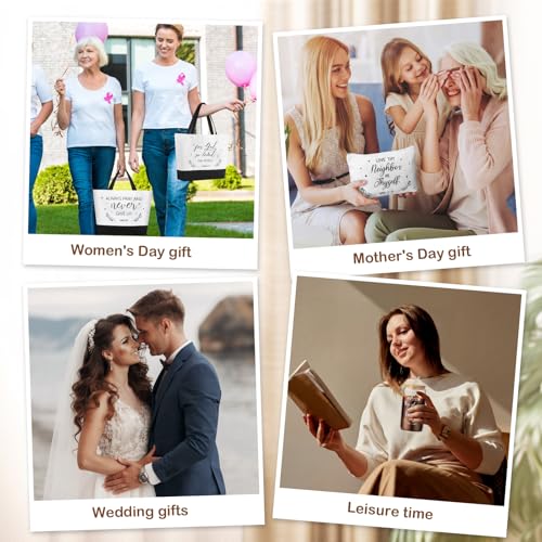 Abbylike 6 Sets/30 Pcs Christian Gifts for Women Religious Gifts Bulk 16oz Bible Glass Cup Canvas Bag Cosmetic Bag Keychain Greeting Card for Bible Study Group Church Pastor Party Coworker