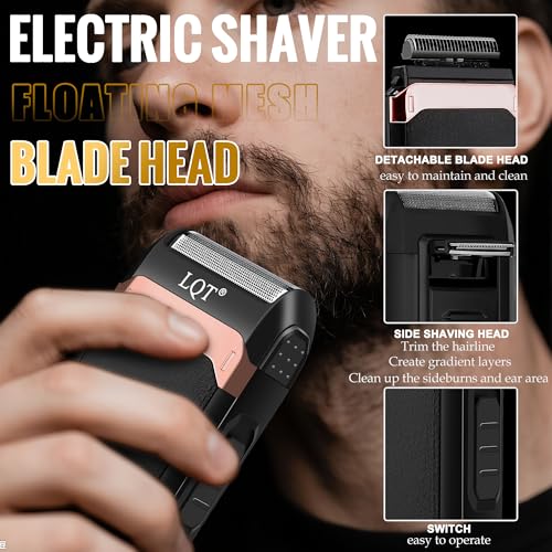 Mini Electric Shaver for Men, Portable Magnetic Dual-Head Rotary Pocket Electric Razor for Face, IPX7 Waterproof Wet & Dry, USB-C Rechargeable for Home, Car, Travel, K8,Black