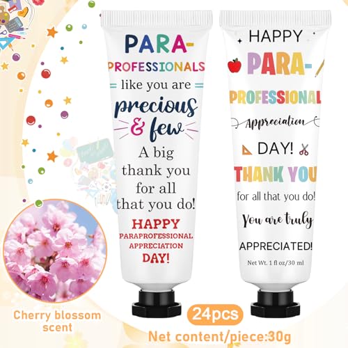 Loopeer 24pcs Paraprofessional Appreciation Gifts Bulk Double Sided Hand Cream Travel Size Paraprofessional Day Gift for Teacher Coworker Administrative Assistant Volunteer Administrator