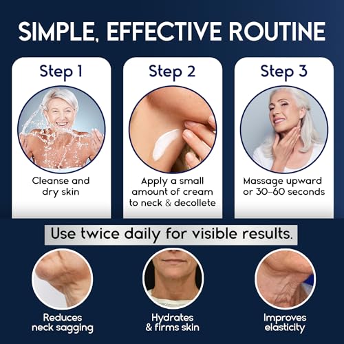 Neck Creams for Tightening and Firming Sagging Skin - Skin Tightening Cream for Face - Decollete & Chest, Under Chin Firming for Older Women - Neck Wrinkles Treatment with Collagen & Hyaluronic Acid