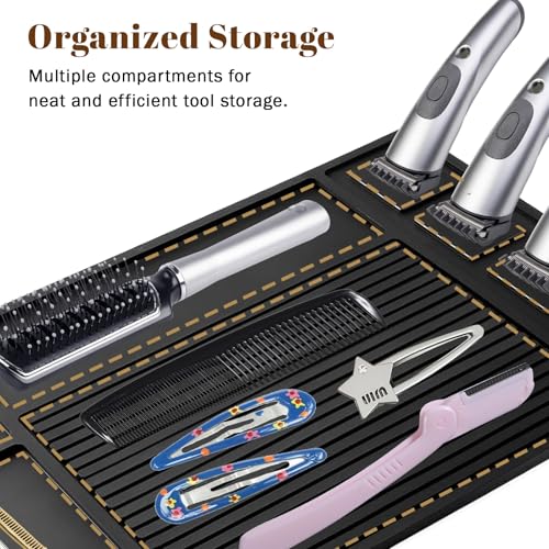 Adevar Magnetic Barber Mat for Clippers,Barber Station Organizer Mat for Beauty Tools,Professional Non-Slip Matt