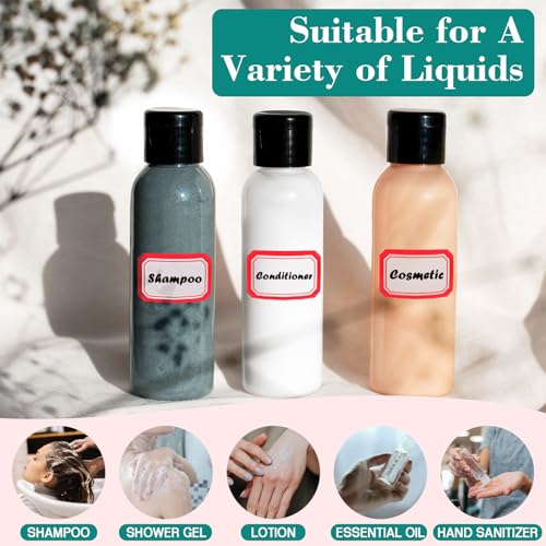 50 Pack Empty 3.4 oz Travel Bottles Tsa Approved Leakproof Plastic Squeezable Small Bottles for Toiletries Liquids Travel Essentials with Black Flip Cap