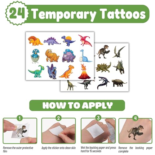 48 PCS Dinosaur Party Favors 24PCS Tattoos 24PCS Slap Bracelets Wristbands Perfect for Dino Themed Birthday Baby Showers or Classroom Rewards Ideal Decor and Gifts for Girls and Boys