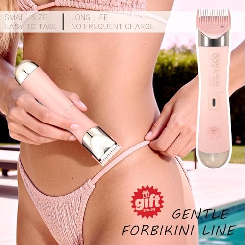 Dermave Bikini Shaver- IPX7 Waterproof & Painless Electric Razors for Beauty, Pubic Hair, Face, Legs & Underarms-Portable Cordless Bikini Trimmer for Women(Pink-Storage Bag)