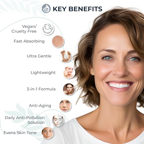 Foxbrim Naturals Bright Boost 7 Superfruits Peptide Face Moisturizer with Vitamin C - Gentle Daily Hydrating Luxury Lotion for Radiant Skin - Smooths Fine Lines - Fragrance Free All Skin Types 2oz