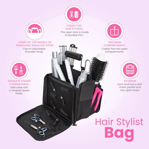 Open Hair Stylist Case ? Sturdy Metal Frame Hairdresser Bag ? Cosmetology Organizer for Hair Stylists ? Hair Styling Tool Bag and Storage Organizer