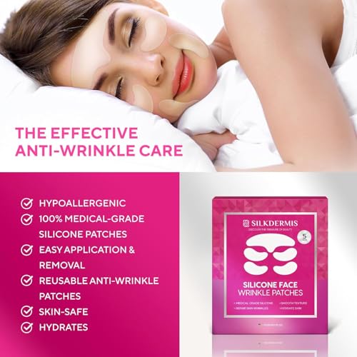 Silicone Face and Forehead Wrinkle Patches: Facial Wrinkle Patch for overnight and Smile Line and Under Eye Patches Forehead Wrinkle Treatment (Red(1 Count (Pack of 5)))