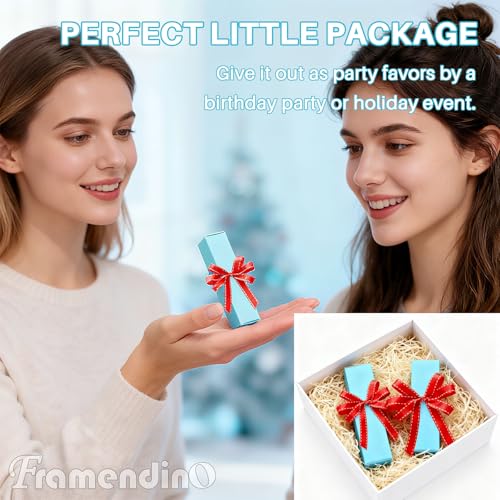 Framendino, 50 Pack Blue Kraft Lipstick Boxes Rectangle Reusable Lip Balm Packaging Cases Gift Wrapping Box for DIY