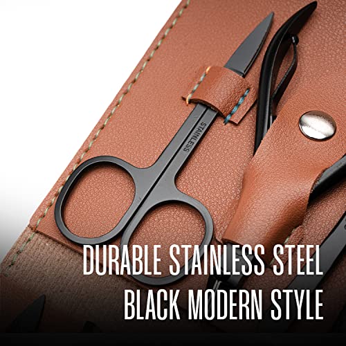 Nail Kit - Nail Clipper Set - Manicure Set -16 Stainless Steel Pieces Manicure Kit For Men¡¯s - Pedicure Kit For Men - Mens Grooming Kit With Brown Leather portable Case by Hayvenhurst