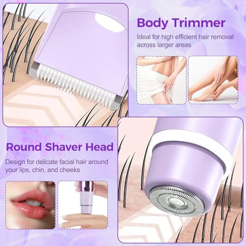 Women Trimmer for Pubic Hair, Womens Shaver for Pubic Hair, Waterproof Painless Bikini Trimmer Electric Razor for Women Teen Girl Gifts, Purple