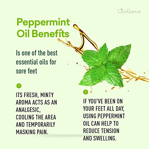 Just Nutritive Peppermint Foot Lotion | Best Soothing Relief for Tired Feet | Feet Tingle as the Peppermint essential oil goes deep to help relieve aches and tension