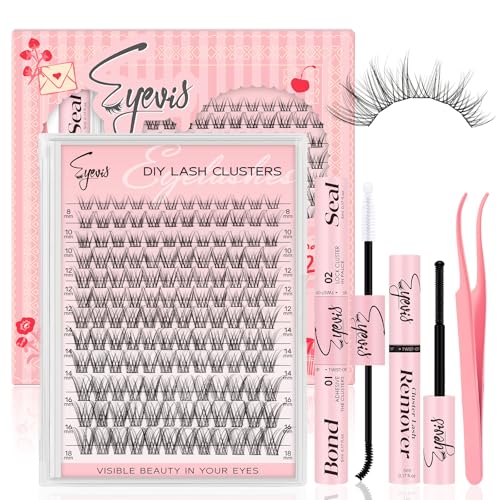 Mermaid Lash Clusters Kit Eyelash Extension Kit 144pcs C Curl Natural Wispy Lash Clusters DIY Ultra-Thin Band Eyelash Clusters with Tools,Salon-Effect Individual Lashes(Mermaid 02 kit,8-18mm£©