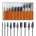 Nail Drill Bits Set, 10Pcs Tungsten Carbide Drill Bits for Nails Remove Acrylic Poly Nail Gel Polish, 3/32" Nail Files for Nail Cutter Cuticle Manicure