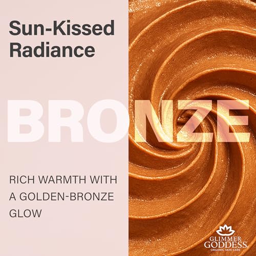 Glimmer Goddess Shimmer Body Butter with Organic Whipped Shea Butter for Hydration, Moisturizing & Silky Natural Glow - Bronze Subtle, 2 oz
